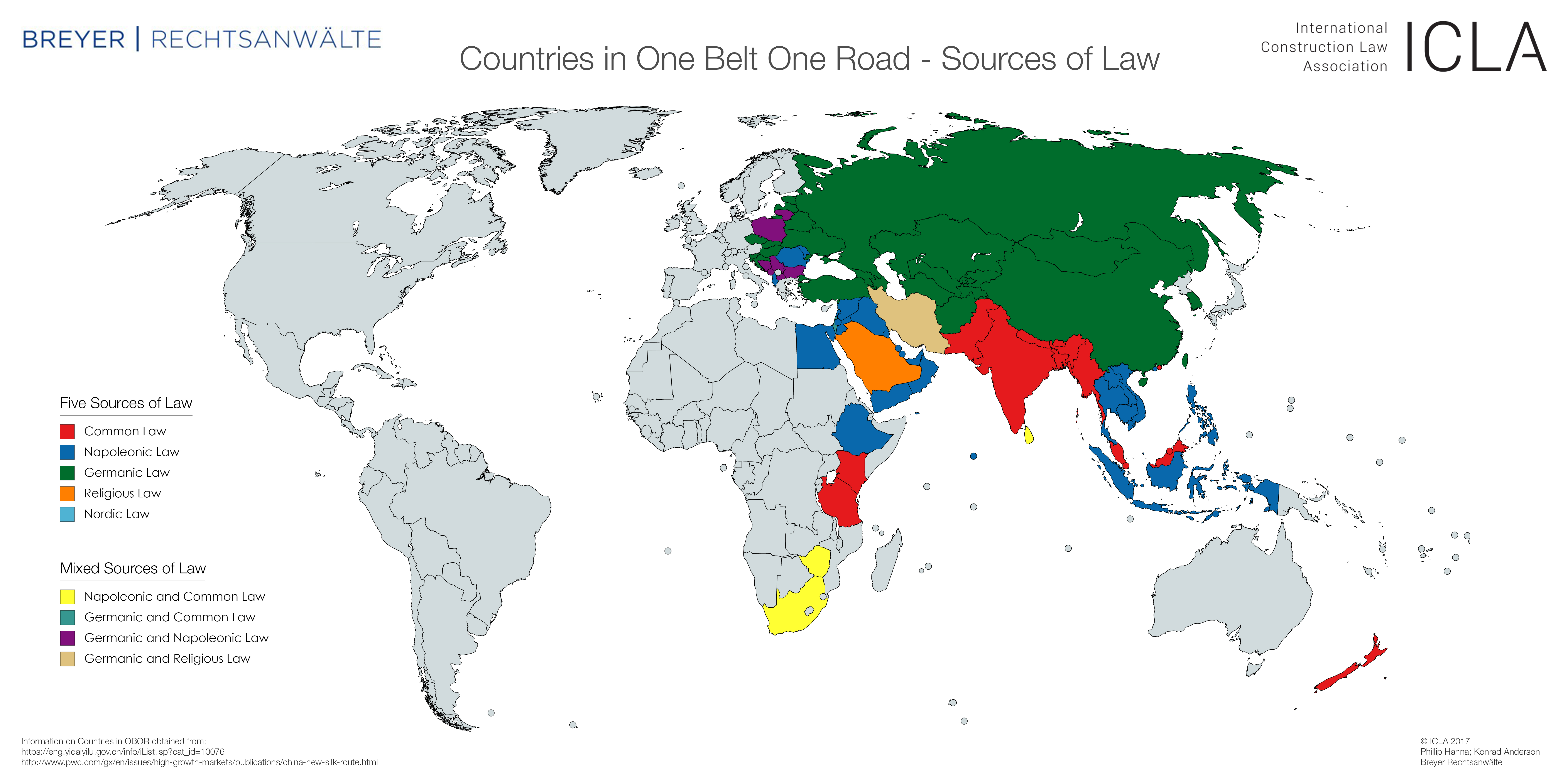 ICLA – ONE BELT ONE ROAD Maps showing countries affected by OBOR 2